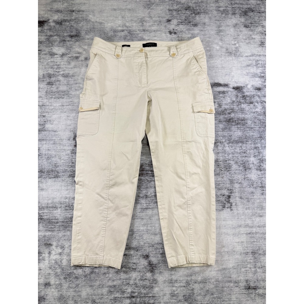 Talbots Signature Beige Khaki Cargo Pants Womens Size 12 Straight Leg Utility